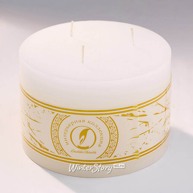 Большая свеча с тремя фитилями Ливорно 105*150 мм белая Омский Свечной