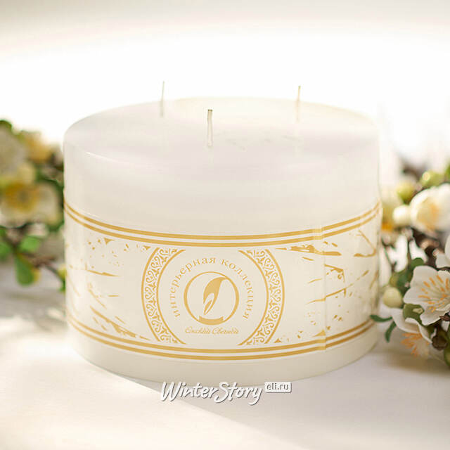 Большая свеча с тремя фитилями Ливорно 105*150 мм белая Омский Свечной