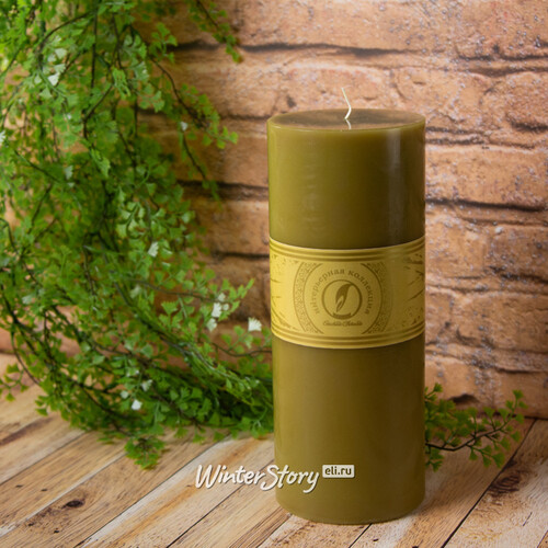 Декоративная свеча Ливорно 255*100 мм оливковая Омский Свечной
