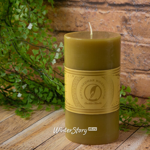 Декоративная свеча Ливорно 150*80 мм оливковая Омский Свечной