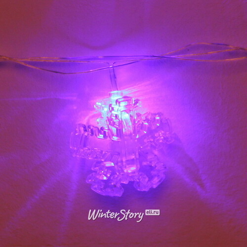 Светодиодная гирлянда Прищепки Снежинки 4 м, 20 разноцветных ламп, прозрачный ПВХ, IP20 Serpantin