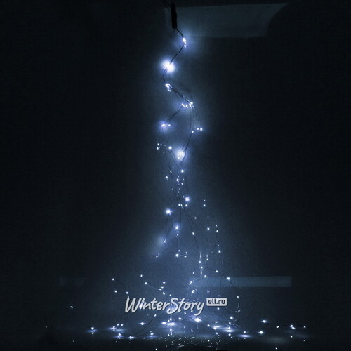 Гирлянда на елку 180-210 см Лучи Росы, 8 нитей, 160 холодных белых MINILED ламп, серебряная проволока, IP20 Serpantin