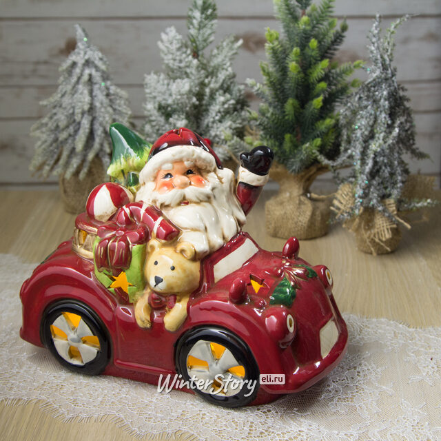 Подсвечник Санта на машине 23*12*16 см, керамика Edelman