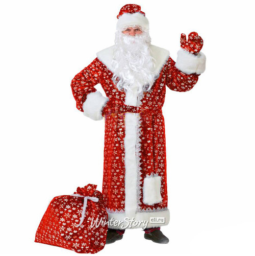 Карнавальный костюм для взрослых Дед Мороз Плюшевый красный, 54-56 размер Батик
