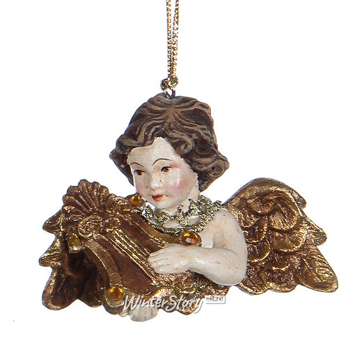 Елочная игрушка Ангел Венецианский с лирой 7 см, подвеска Katherine’s Collection