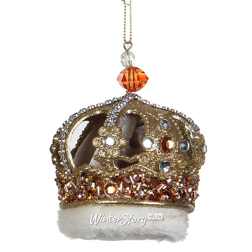 Елочная игрушка Корона для Императора 10 см серебряная, подвеска Katherine’s Collection