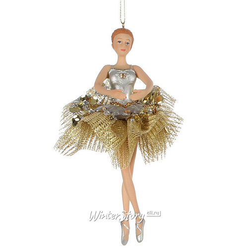 Елочное украшение Балерина Никия в серебряном платье 16 см, подвеска Katherine’s Collection