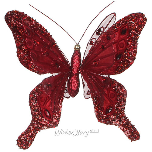 Набор елочных украшений Бабочки Артемида красные, 3 шт, клипса Katherine’s Collection