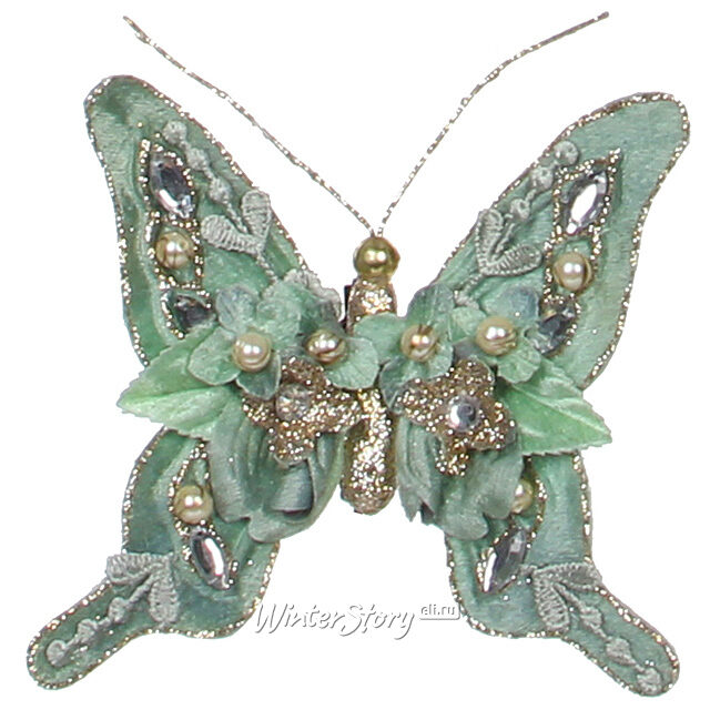 Набор елочных украшений Бабочки Артемида бирюзовые, 3 шт, клипса Katherine’s Collection