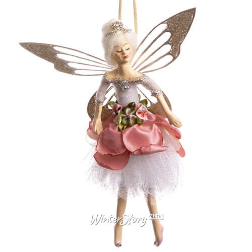 Элитная елочная игрушка Фея Лилия 20 см в розовом, подвеска Katherine’s Collection