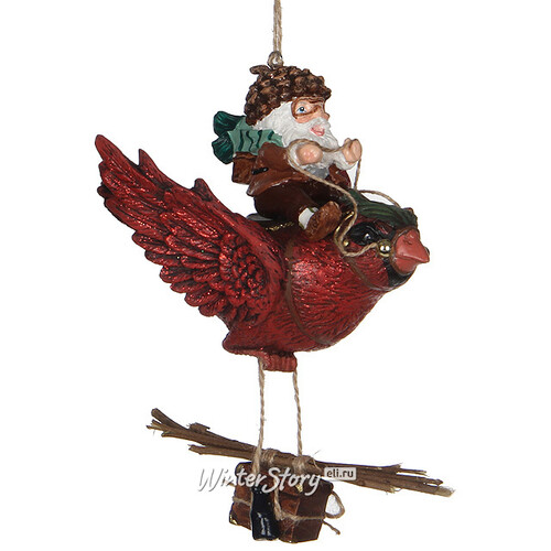 Елочная игрушка Санта в полете 18 см красный, подвеска Katherine’s Collection