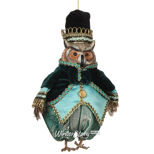 Елочная игрушка Филин Гвардеец в Зеленом Пиджаке 15 см, подвеска Katherine’s Collection (Кэтринс Коллекшн)
