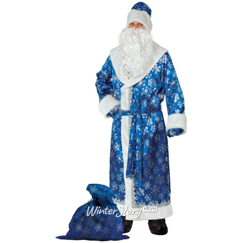 Карнавальный костюм для взрослых Дед Мороз Узорчатый синий, 54-56 размер Батик