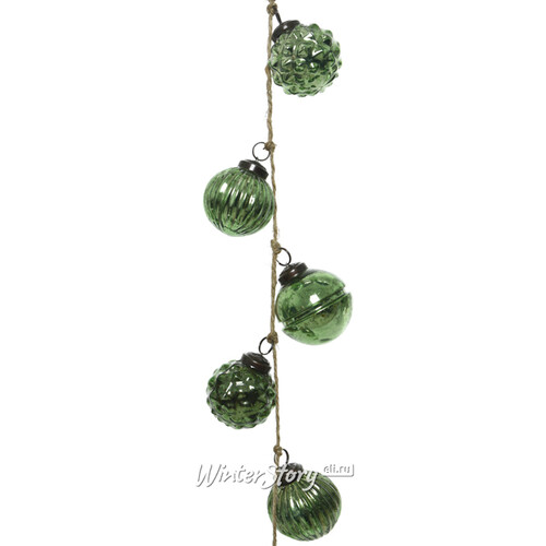 Гирлянда из стеклянных шаров Фантазия 120 см зеленый бархат Kaemingk