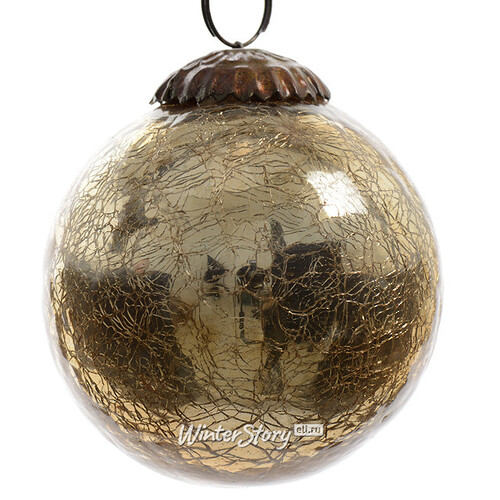 Винтажный шар 7.5 см золотой состаренный, стекло Kaemingk