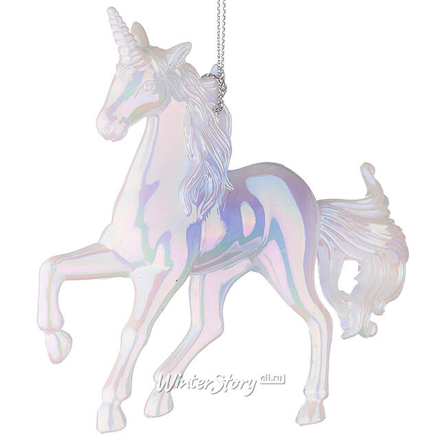 Елочная игрушка Единорог - Легенды Дивноморья 11 см белый с лиловым, подвеска Forest Market
