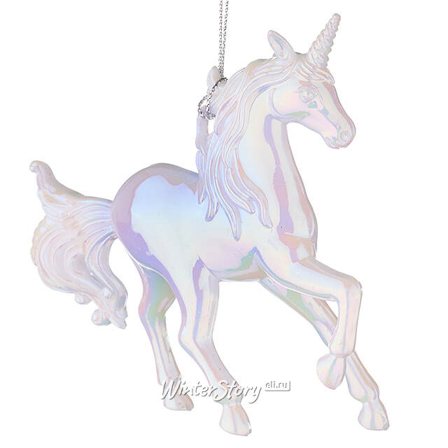 Елочная игрушка Единорог - Легенды Дивноморья 11 см белый с лиловым, подвеска Forest Market
