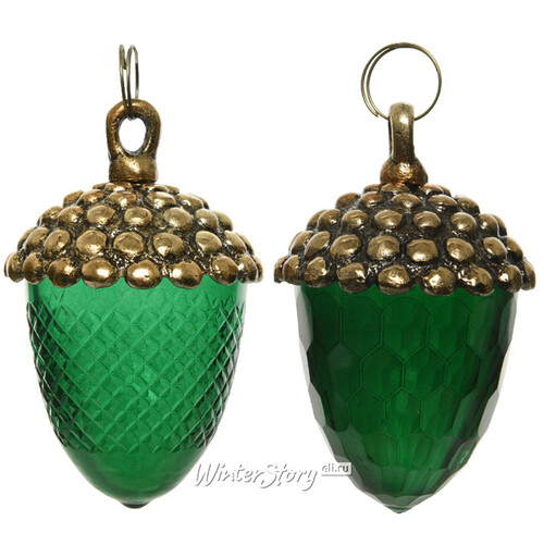 Набор стеклянных елочных игрушек Желуди Verso Emerald 11 см, 2 шт, подвеска Kaemingk