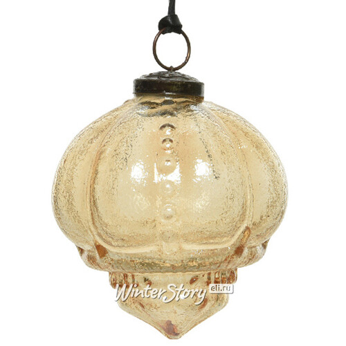 Винтажный елочный шар Мари-Виктуар 10 см песочный, стекло Kaemingk