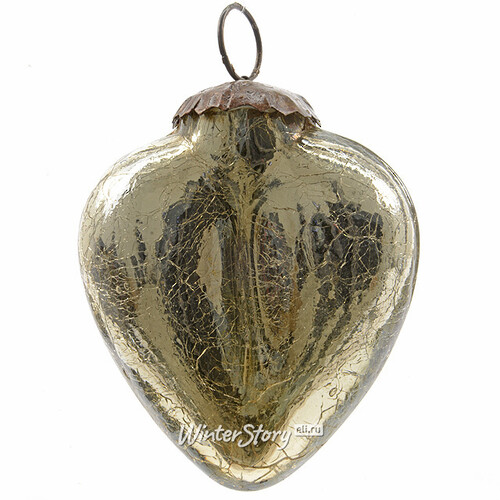 Стеклянная елочная игрушка Изящное сердечко 7.5 см золотой, подвеска Kaemingk