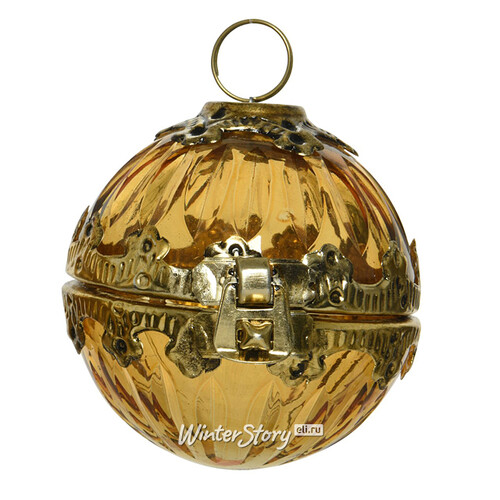 Винтажный елочный шар Шкатулка - Isidora Ambre 9 см, стекло Kaemingk