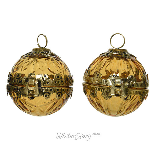 Винтажный елочный шар Шкатулка - Vivian Ambre 9 см, стекло Kaemingk