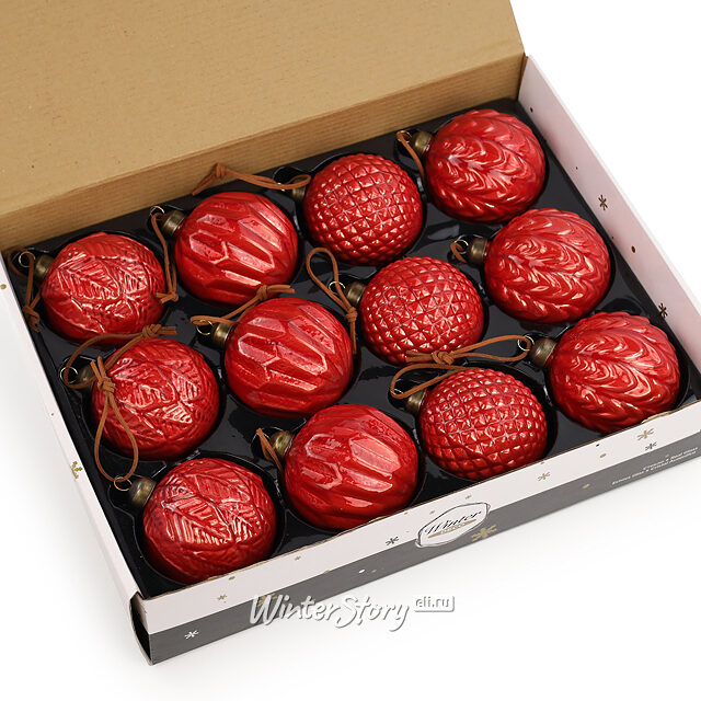 Елочные шары в подарочной коробке Modern Love 8 см, 12 шт, стекло Winter Deco