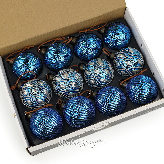 Елочные шары Notte Mirtilli 8 см, 12 шт, стекло Winter Deco