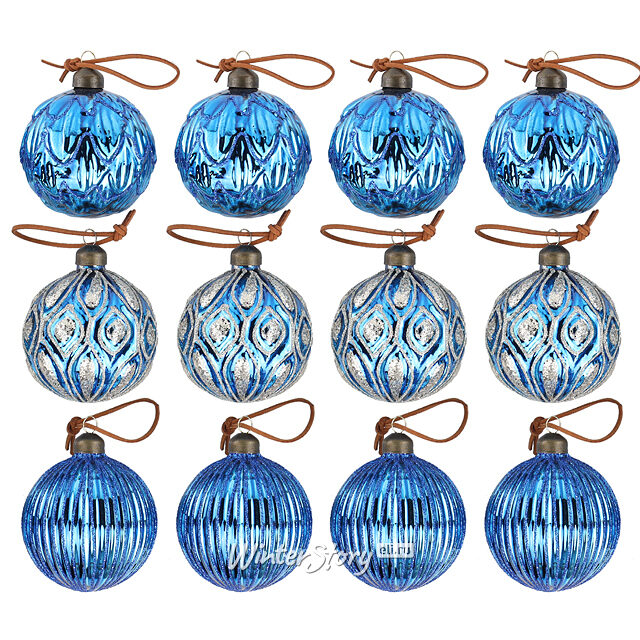 Елочные шары Notte Mirtilli 8 см, 12 шт, стекло Winter Deco