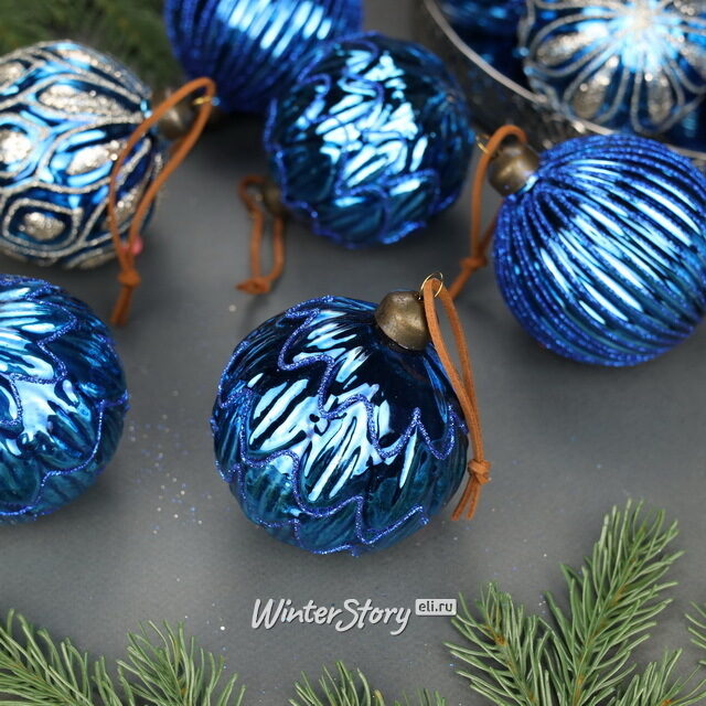 Елочные шары Notte Mirtilli 8 см, 12 шт, стекло Winter Deco