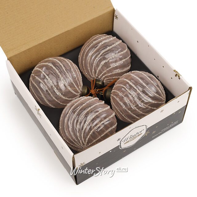 Елочные шары La Vicomtesse 10 см, 4 шт, стекло Winter Deco