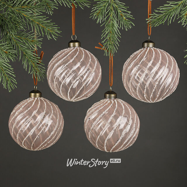 Елочные шары La Vicomtesse 10 см, 4 шт, стекло Winter Deco