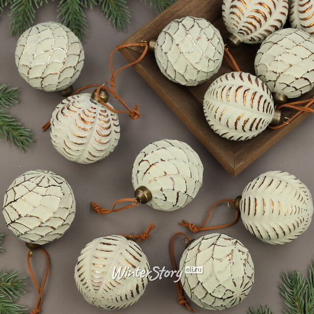 Елочные шары Sabio Dorado 8 см, 10 шт, стекло, уцененные Winter Deco