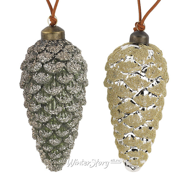 Набор стеклянных елочных игрушек Шишки Джованни 15 см, 12 шт Winter Deco