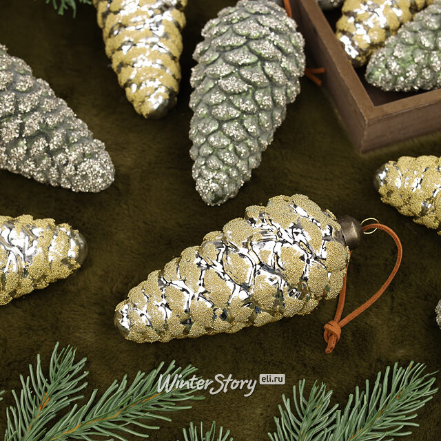 Набор стеклянных елочных игрушек Шишки Джованни 15 см, 12 шт Winter Deco