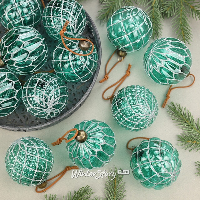 Елочные шары Emerald Hommage 8 см, 11 шт, стекло, уцененные Winter Deco