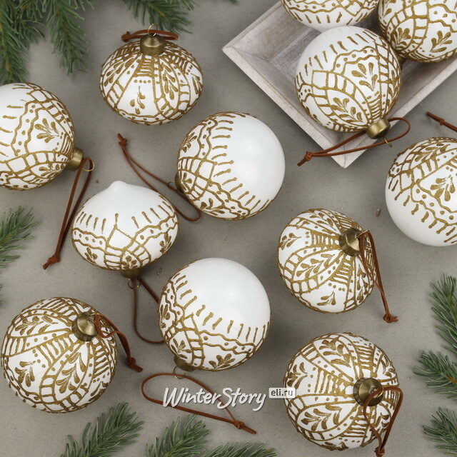Елочные шары Lucretia 8 см, 12 шт, стекло Winter Deco