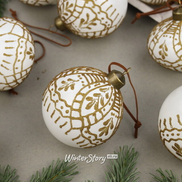 Елочные шары Lucretia 8 см, 12 шт, стекло Winter Deco