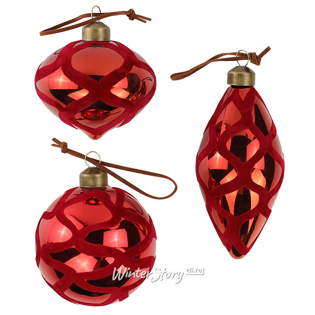 Елочные шары Vinalia Rustica 8-12 см, 11 шт, стекло, уцененные Winter Deco