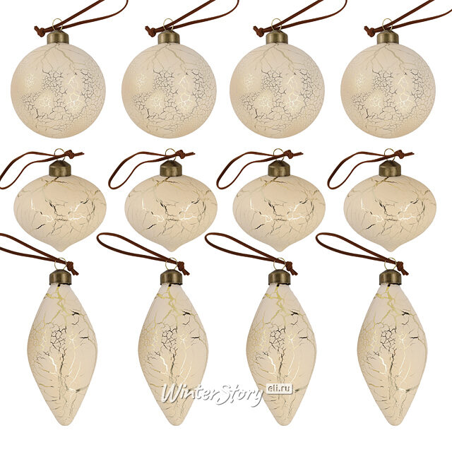 Елочные шары Ceres Framme 8-12 см, 12 шт, стекло Winter Deco