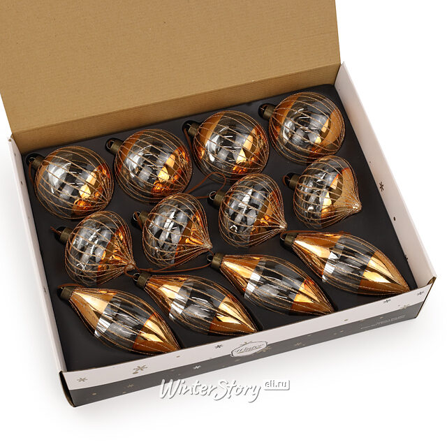 Елочные шары Vincitore Sole 10-15 см, 12 шт, стекло Winter Deco