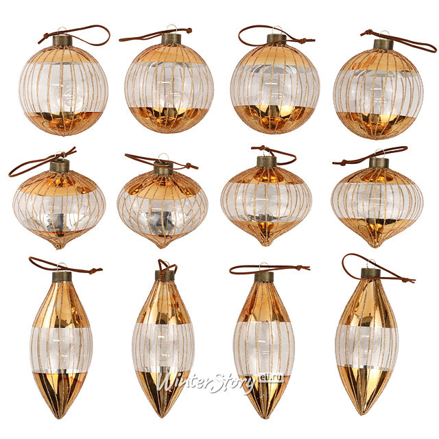 Елочные шары Vincitore Sole 10-15 см, 12 шт, стекло Winter Deco