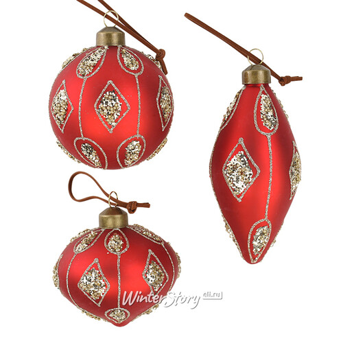 Набор стеклянных шаров Royal Red 8-12 см, 12 шт Winter Deco