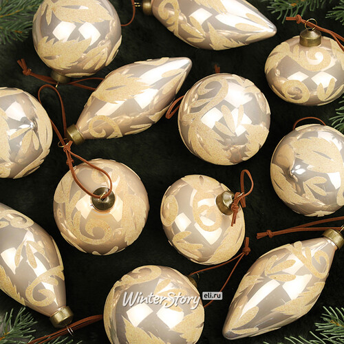 Набор стеклянных шаров Vinalia Rosalia 8-12 см, 12 шт Winter Deco