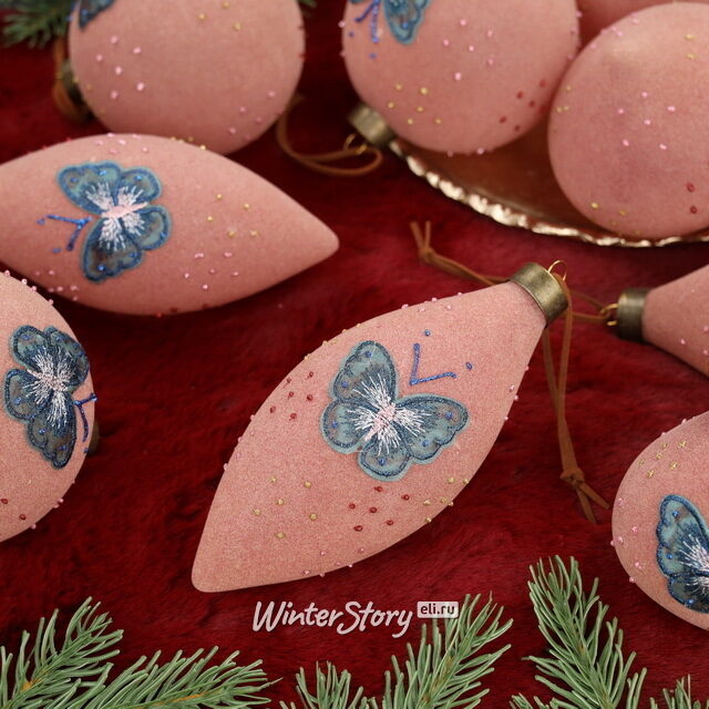 Елочные шары Farfalle Velluto 10-15 см, 11 шт, стекло, уцененные Winter Deco
