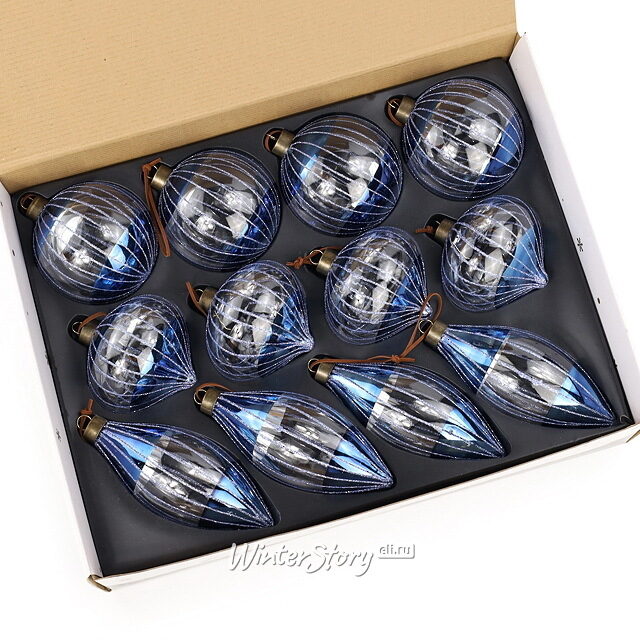 Елочные шары Vincitore Luna 10-15 см, 12 шт, стекло Winter Deco