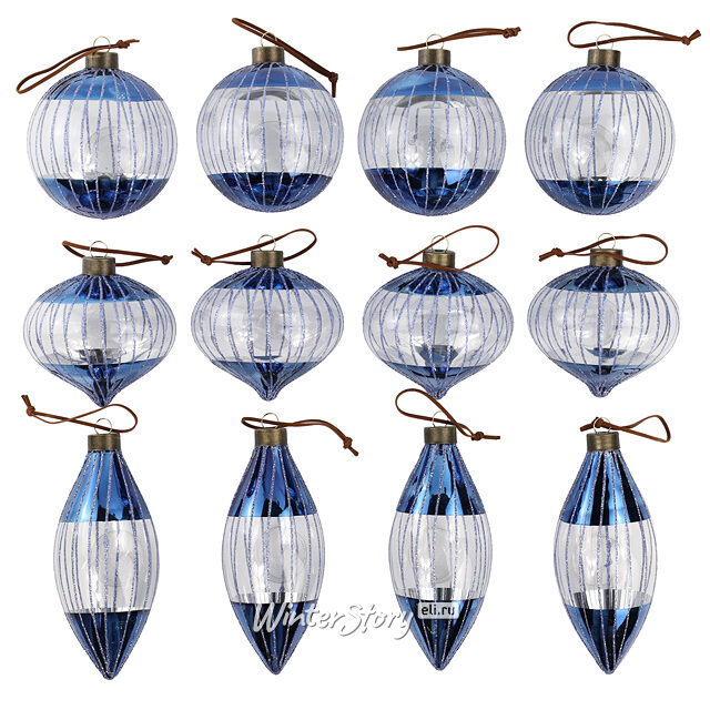 Елочные шары Vincitore Luna 10-15 см, 12 шт, стекло Winter Deco