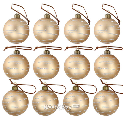Набор стеклянных шаров Соланж 8 см, 12 шт Winter Deco