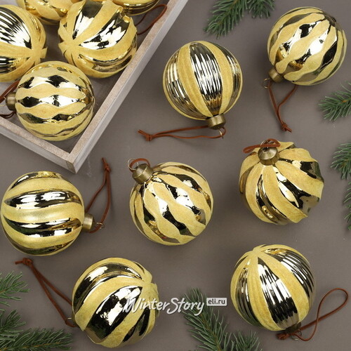 Набор стеклянных шаров Marbre Gold 8 см, 12 шт Winter Deco