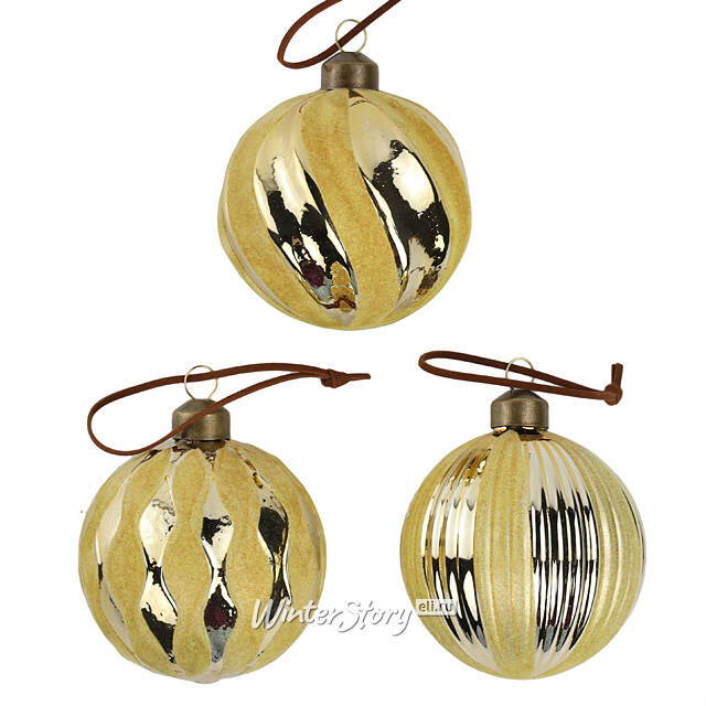 Елочные шары Marbre Gold 8 см, 11 шт, стекло, уцененные Winter Deco